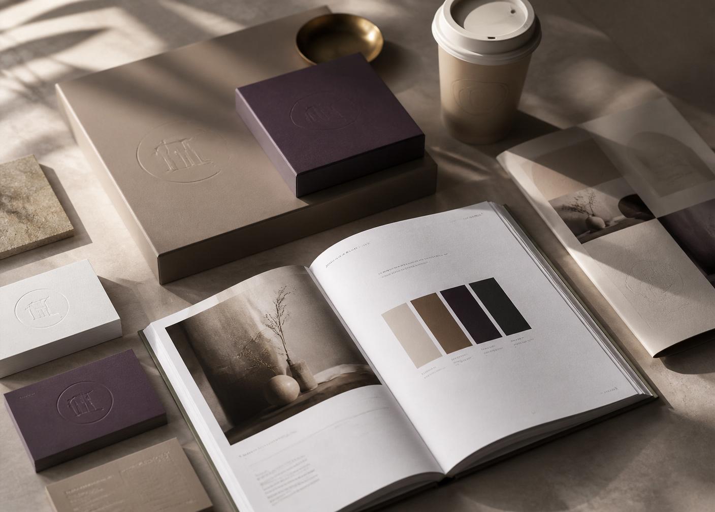 Premium brand identity system flat lay