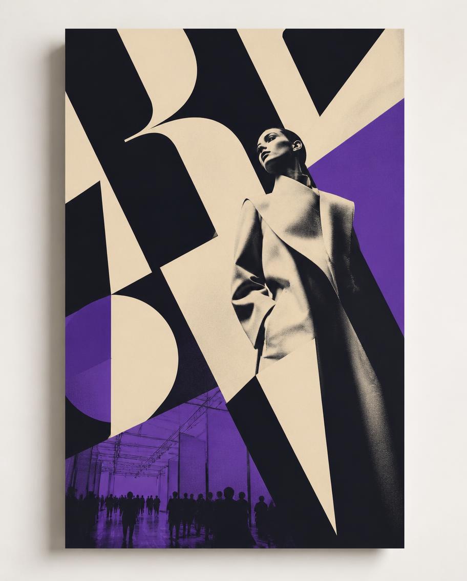 Bold editorial save-the-date campaign poster for a fashion trade show