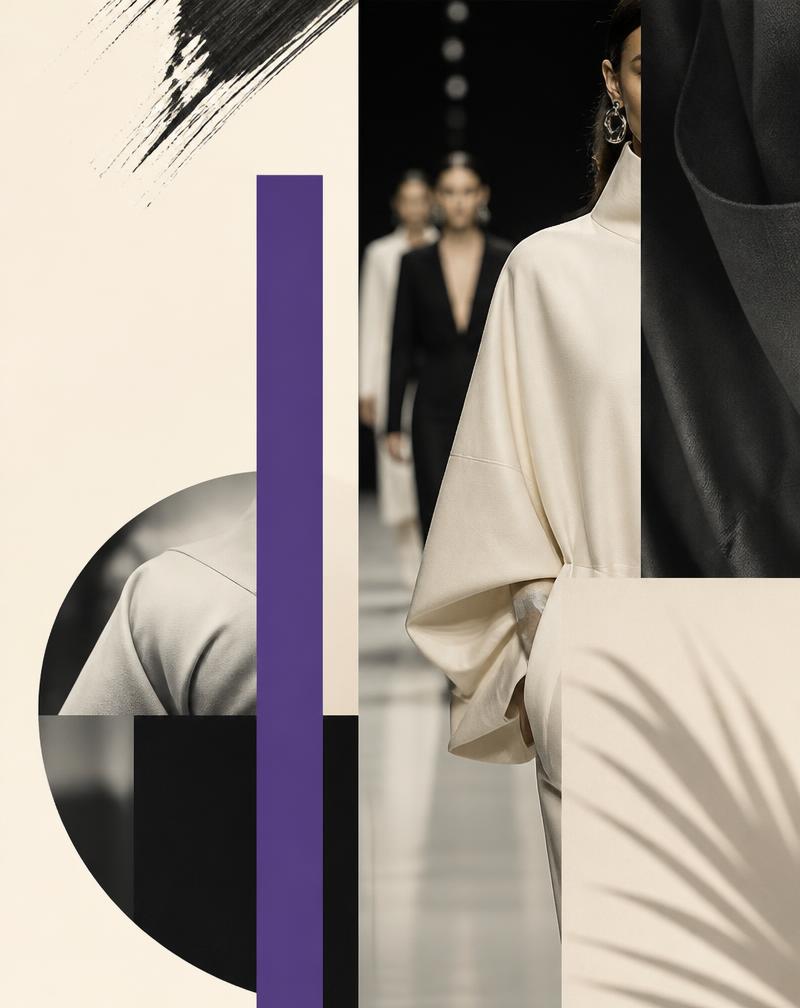 Vertical social story teaser creative with cropped runway photography and a violet accent bar